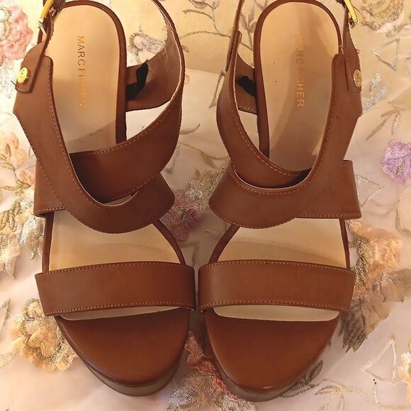 NEW. Marc Fisher Vegan Brown Wedge Sandals. Beachy. Coastal. Vegan. - Picture 11 of 11